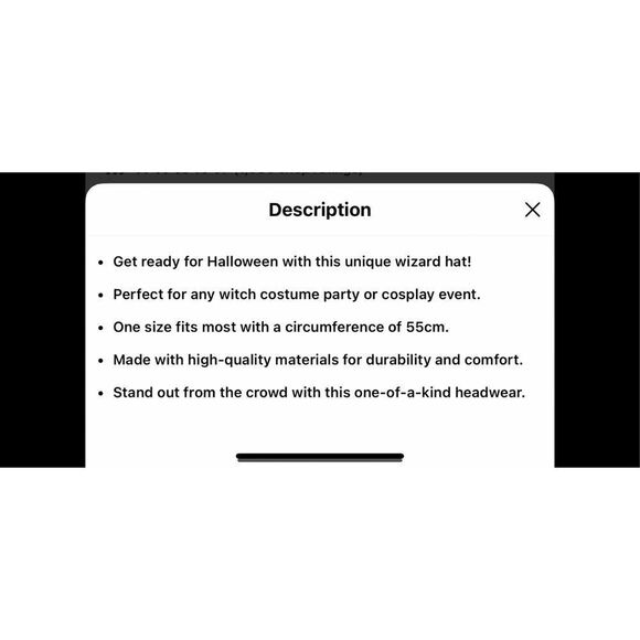 Black Witches /Wizard/grim-reaper hat . One size fits most. - Picture 6 of 6